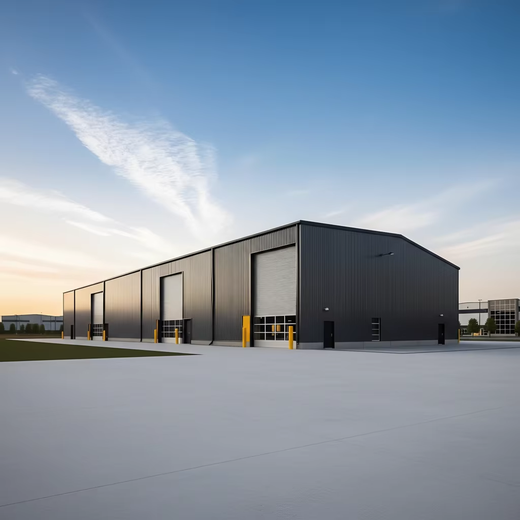 Custom PEB Steel Warehouse Large Span Logistics Storage Plant with Modern Design High Wind Resistance