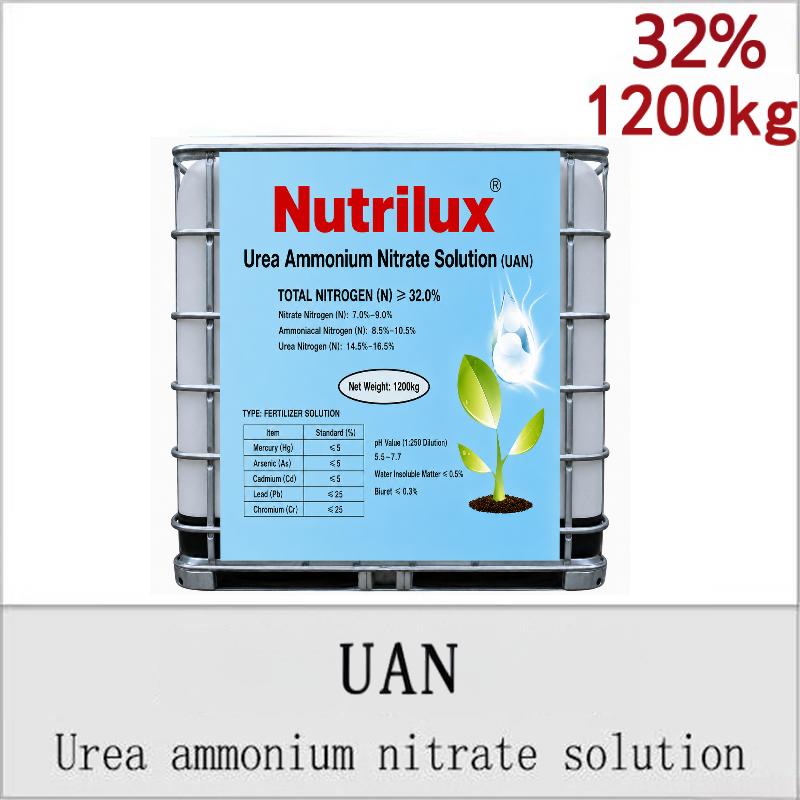 Liquid UAN Solution N32 28%-32% Purity Quick-release Bulk Ocean Freight Supply High Density Fluid in 1000L IBC Totes