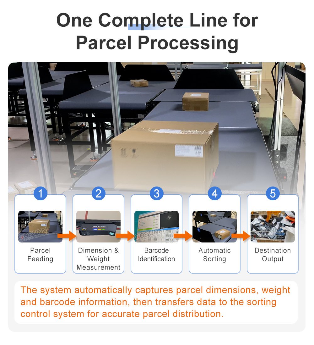 Automatic Sorting Conveyor System For Parcel Handling In Express Logistics Warehouse