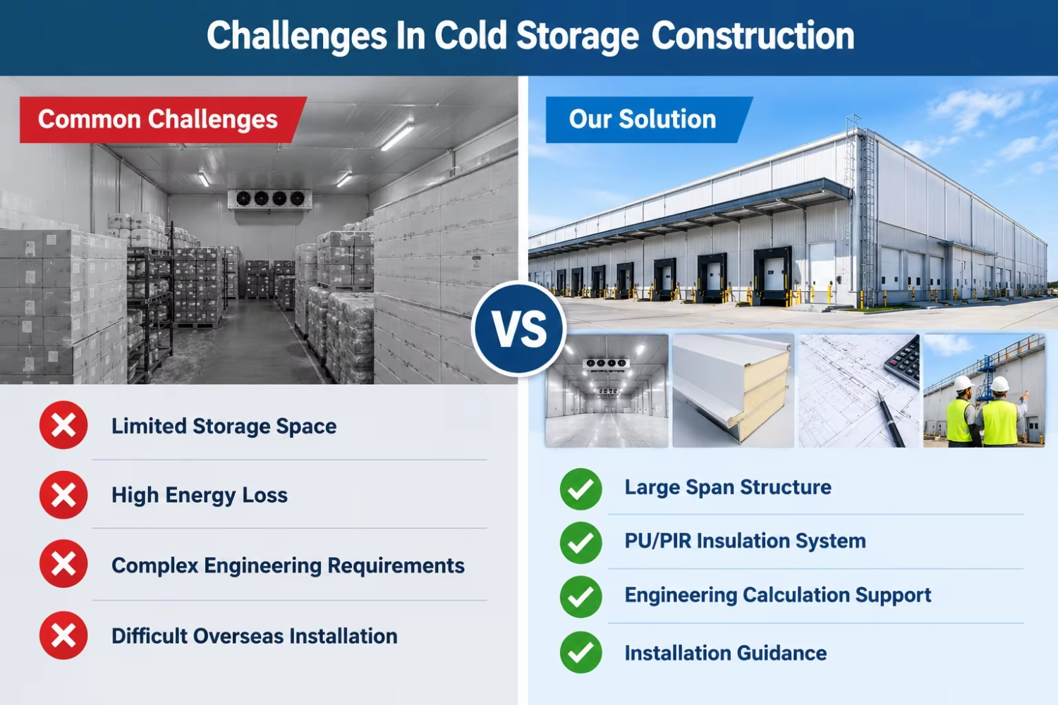 Cold Chain Distribution Center Food Logistics Refrigerated Storage Frozen Goods Multi Temperature Steel Warehouse