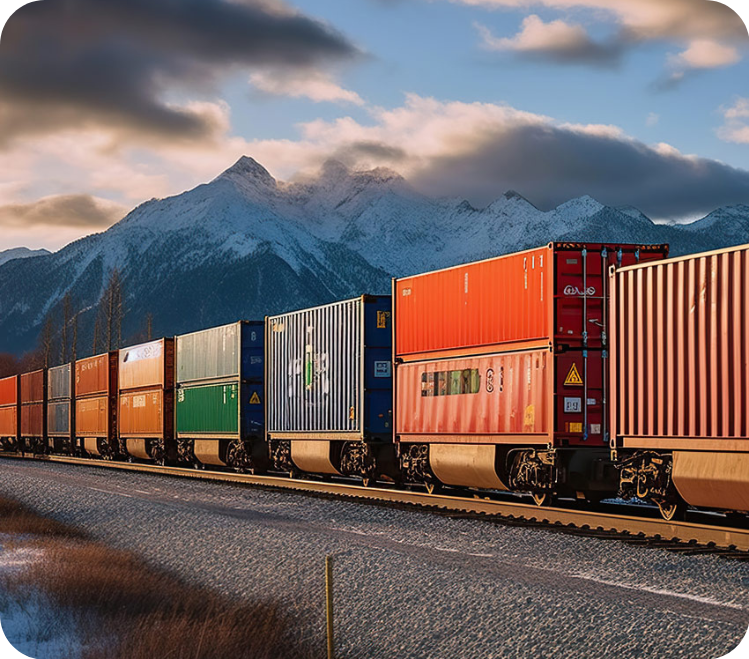 Eurasian overland intermodal rail freight container carriage