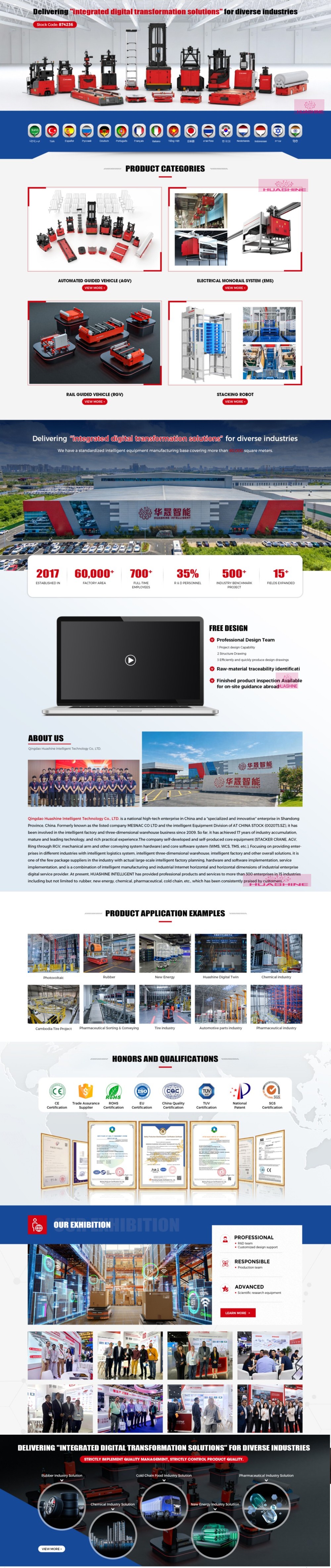 HUASHINE Large-scale Cold Chain Logistics Operation Center WITH ASRS/RGV/4 WAY SHUTTLE/AGV/MES ETC