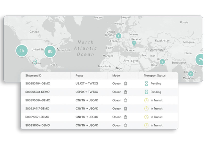 Interactive milestone tracking and shipment dashboard interface