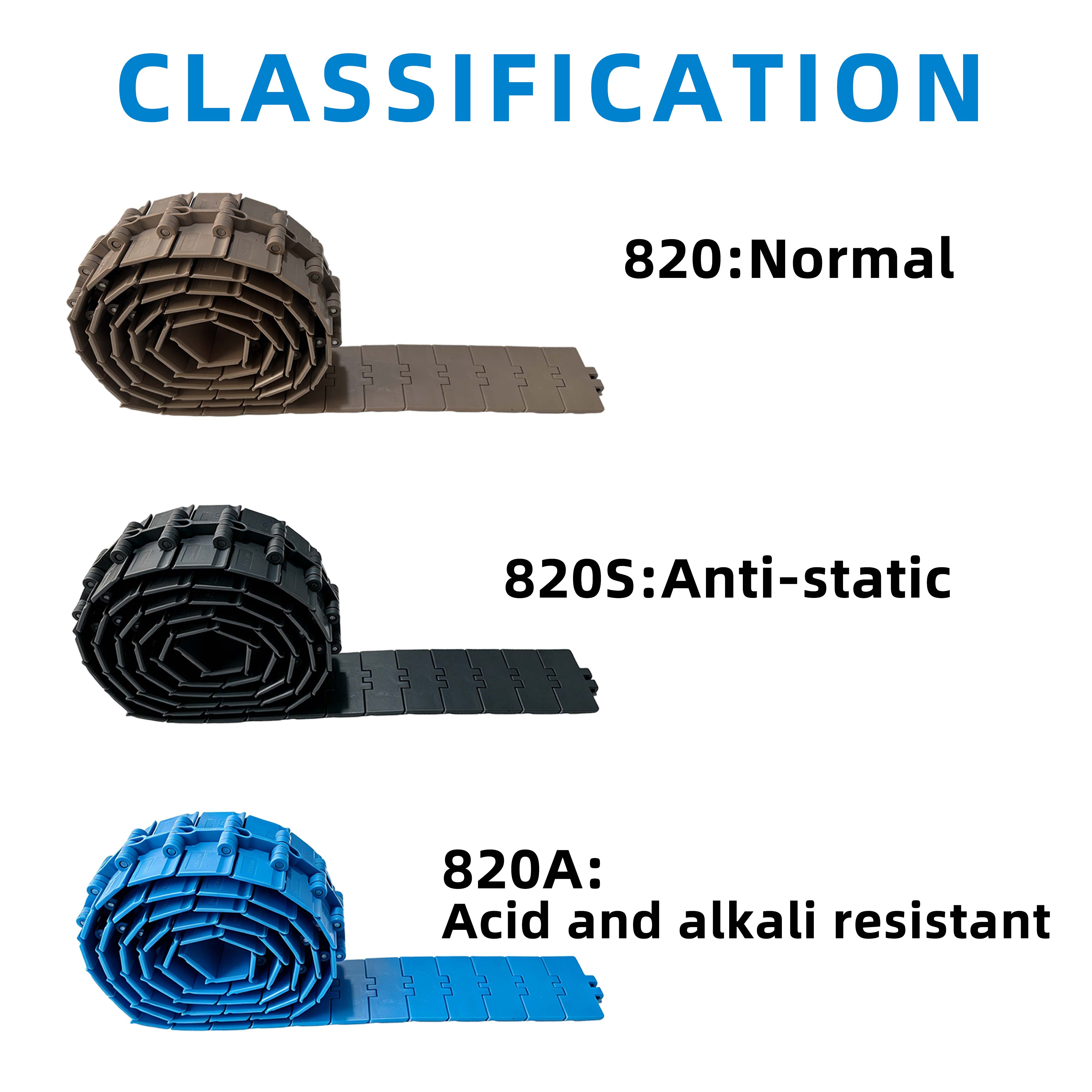 820S-K400 Conveyor Chain Tabletop Chain Plastic Flat Top Chain