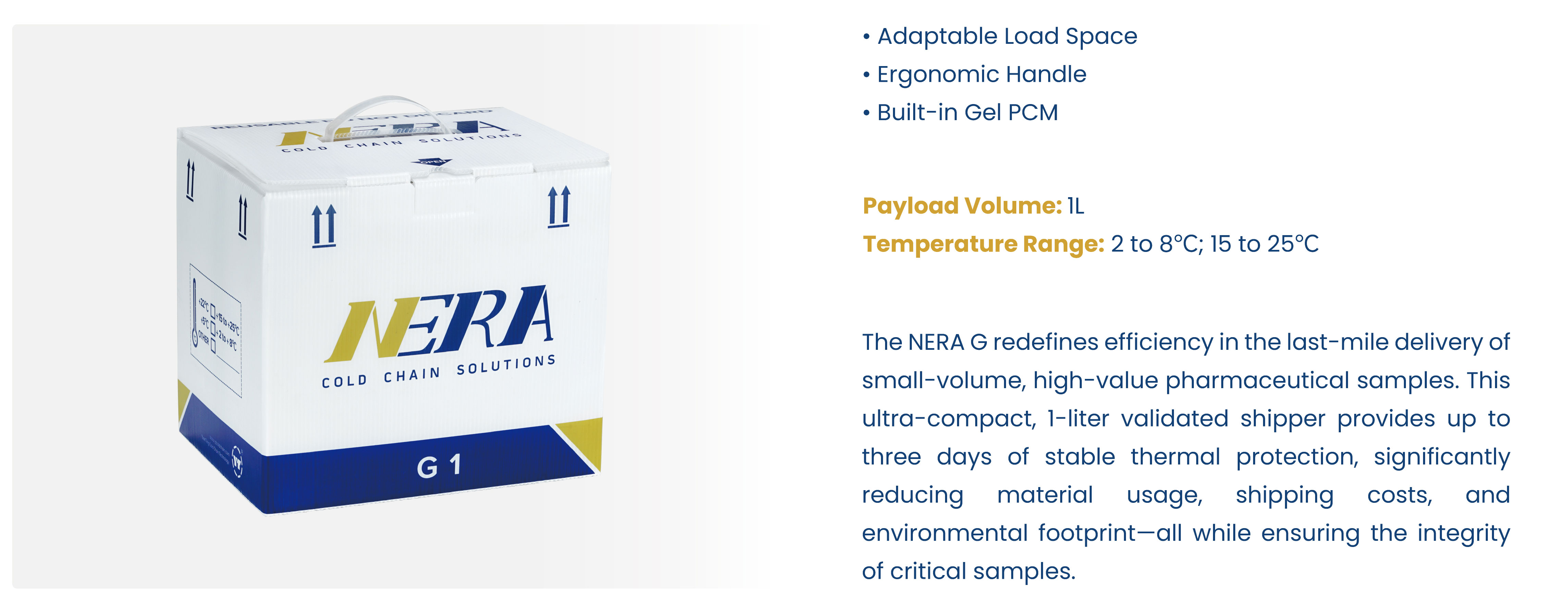 NERA Vaccine &amp; Pharmaceutical Shipping Flexible Loading Compartments Cold Chain Parcel for Last-mile Delivery